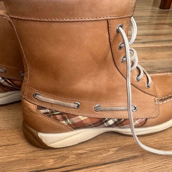 Sperry Women’s Top Sider Tan Leather Lace Up Boots with Plaid Accent 8.5 - Picture 6 of 11